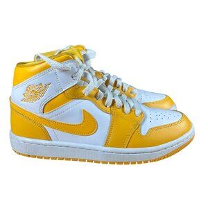 Nike Air Jordan 1 Mid 'University Gold' Lace-Up Sneakers Women's Size 8 in EUC!